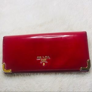 Prada red leather wallet